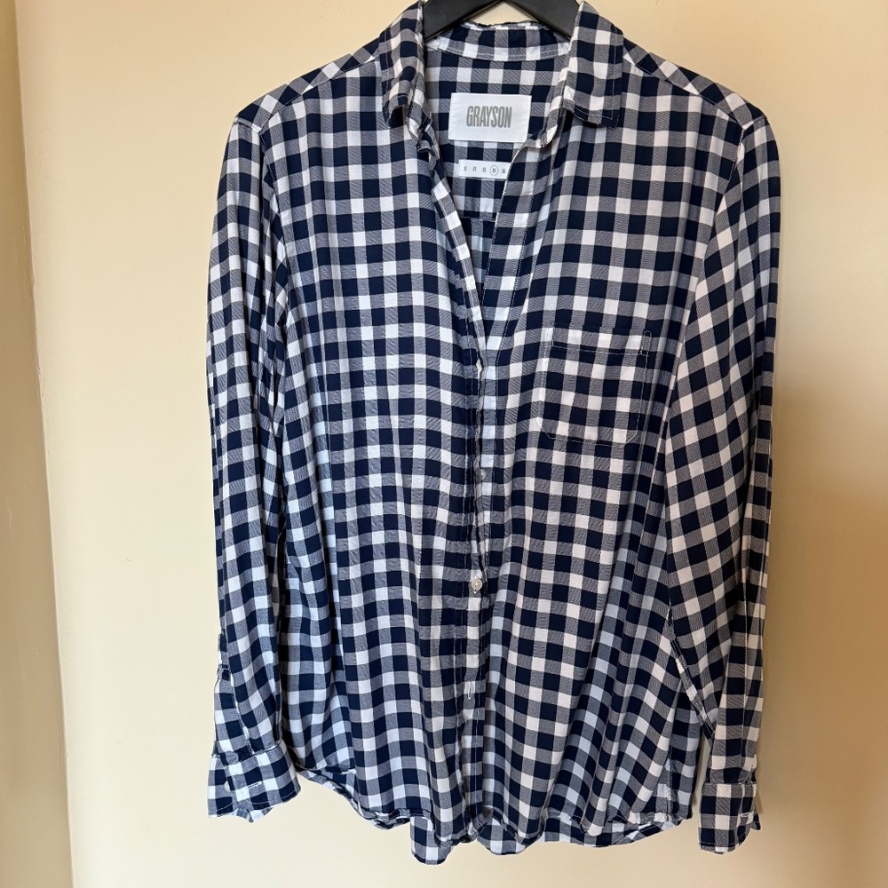 Grayson (Frank & Eileen) Womens Check Button-Up Shirt Blouse Long Sleeve Size L